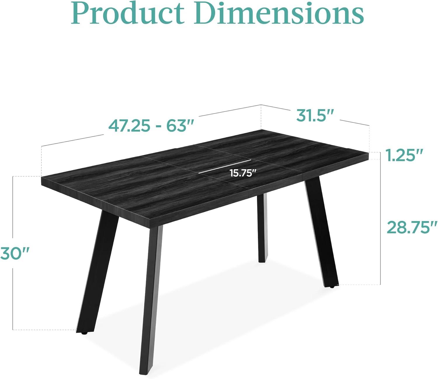 Best Choice Products 47 to 63in Modern Extendable Dining Table for 2-6 People w/ Leaf Extension, 2 Locks