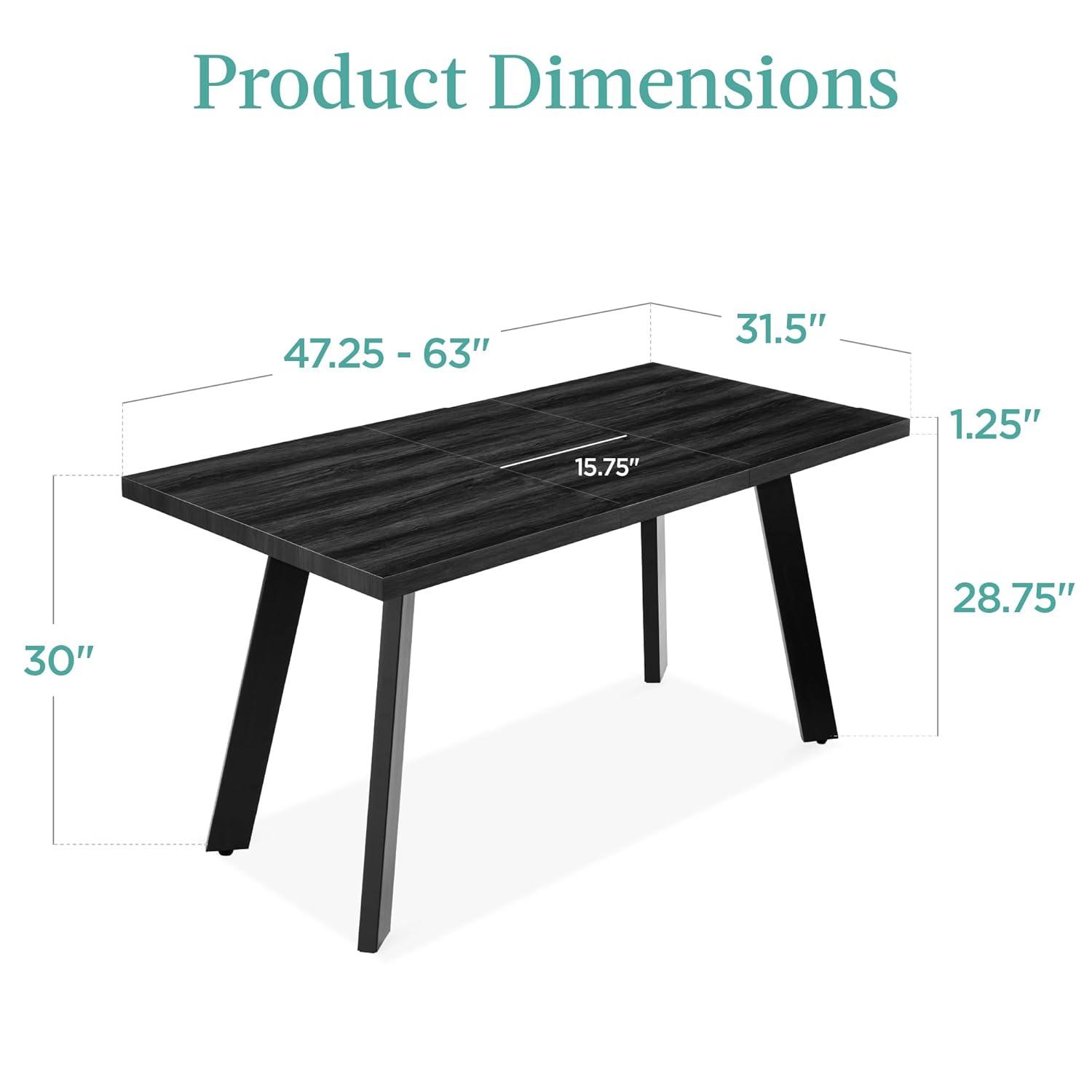 George Oliver Joglar 47 to 63in Modern Extendable Dining Table for 2-6 People w/ Leaf Extension, 2 Locks