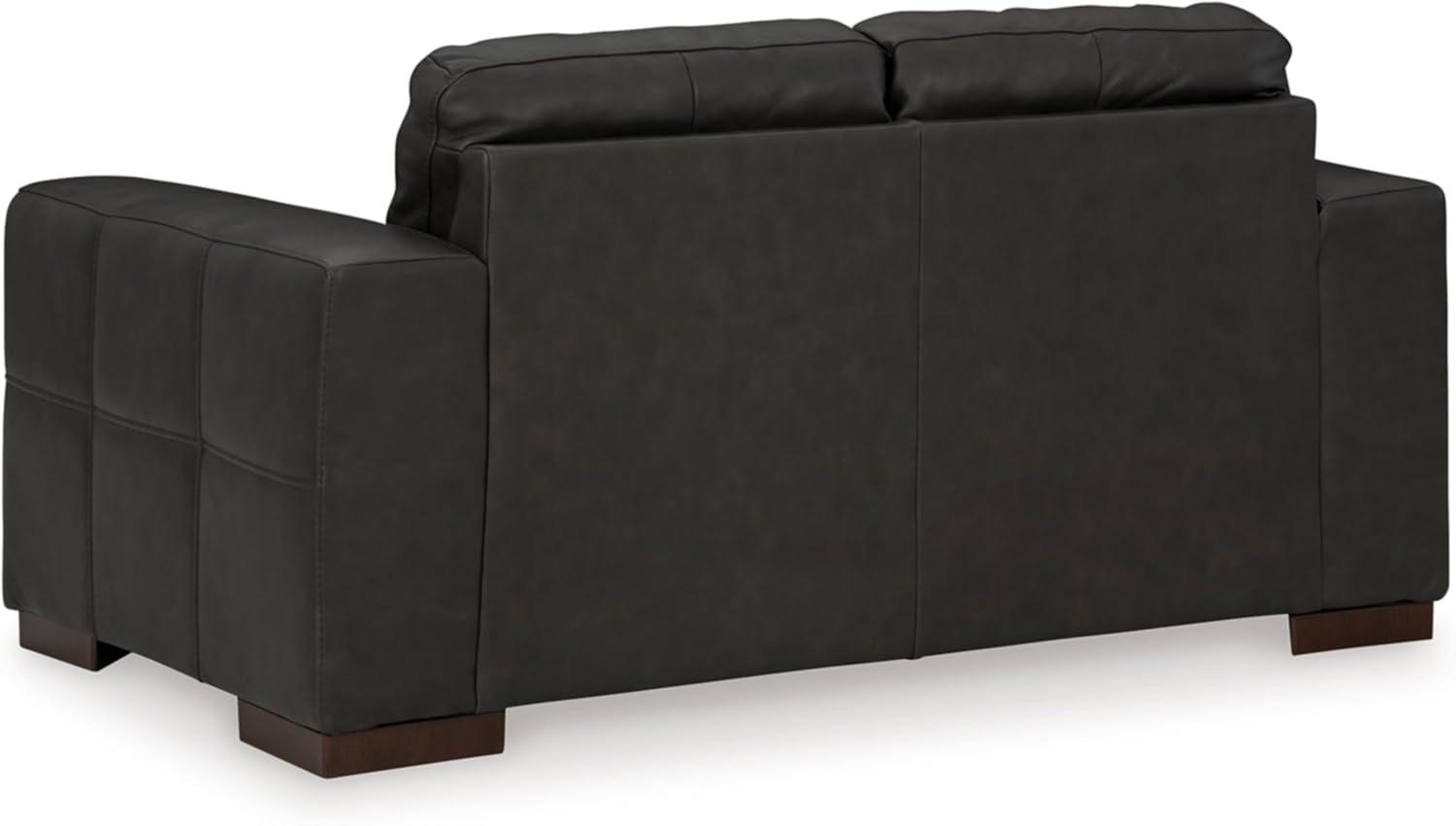 Ashley Furniture Luigi Thunder Loveseat with Exposed Feet and Faux Wood Finish