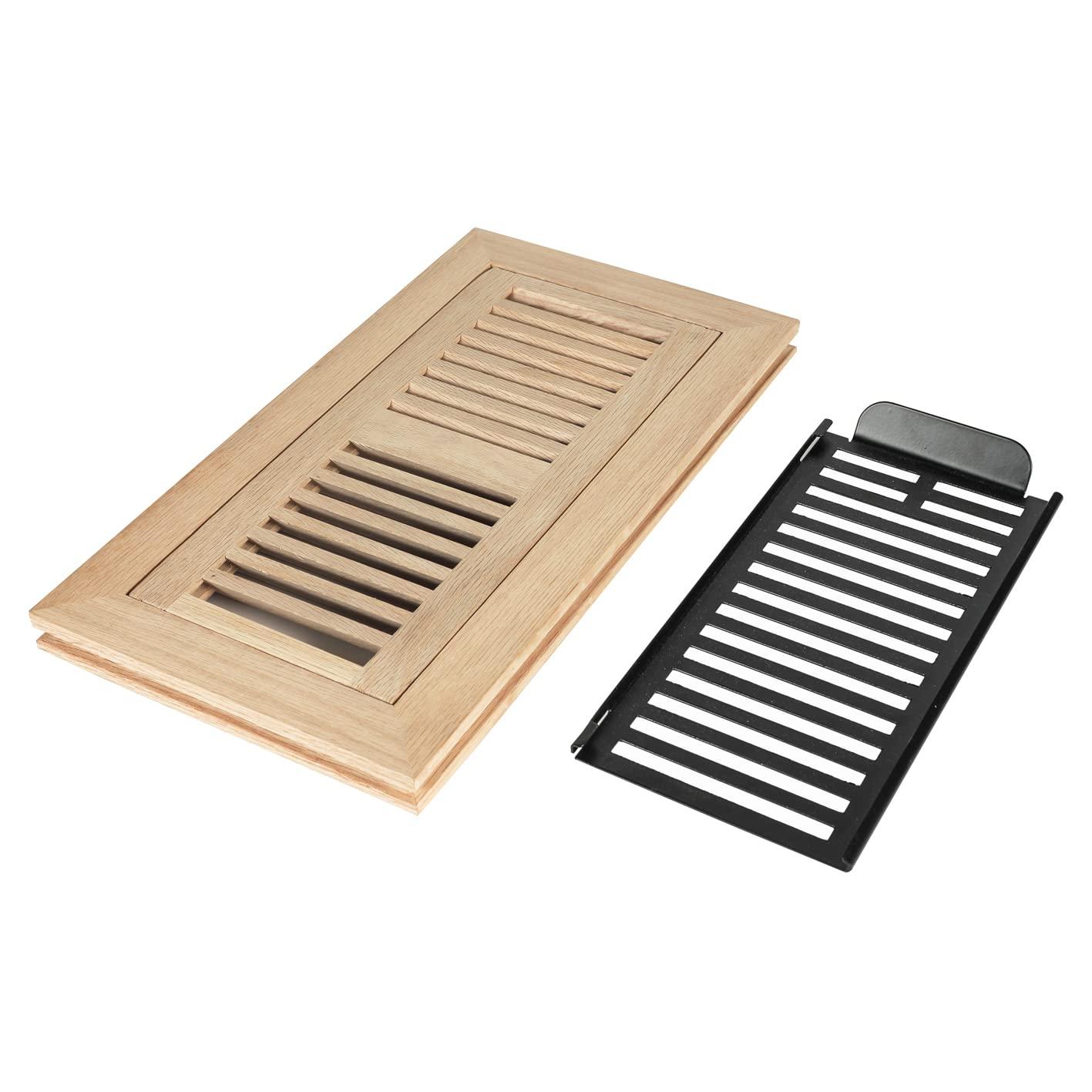 Hardwood White Oak Floor Register, Flush Mount with Frame, 4x10 Inch, Unfinished