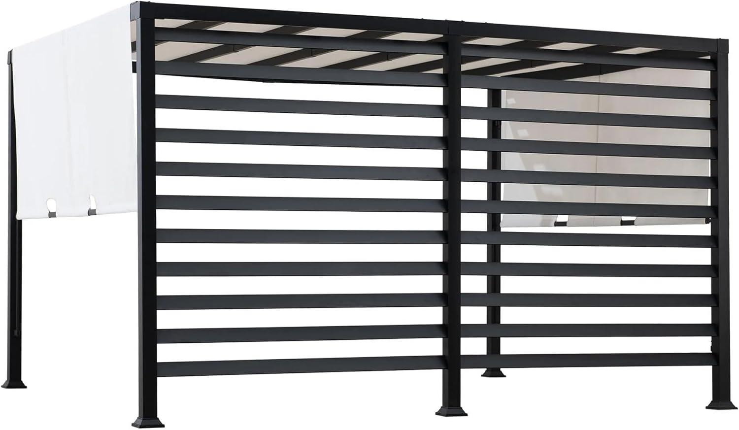 Sunjoy Sunjoy Outdoor Pergola 10 x 12 ft. Steel Pergolas with White Adjustable Shade and Privacy Screen for Backyard