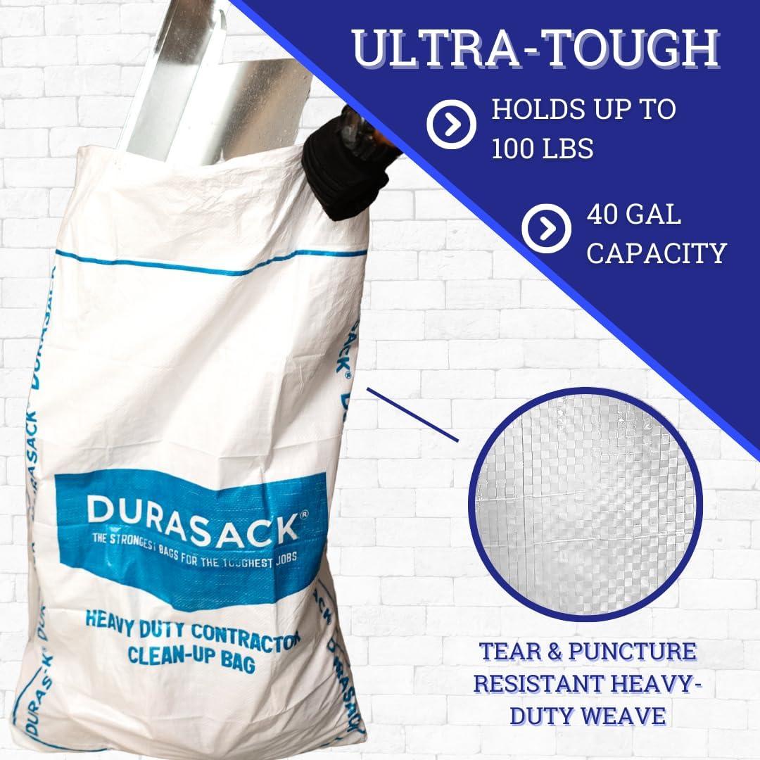 DURASACK® Woven Contractor Clean-Up Bags, Heavy Duty, 30" x 45", 40 Gallon, 20 Count