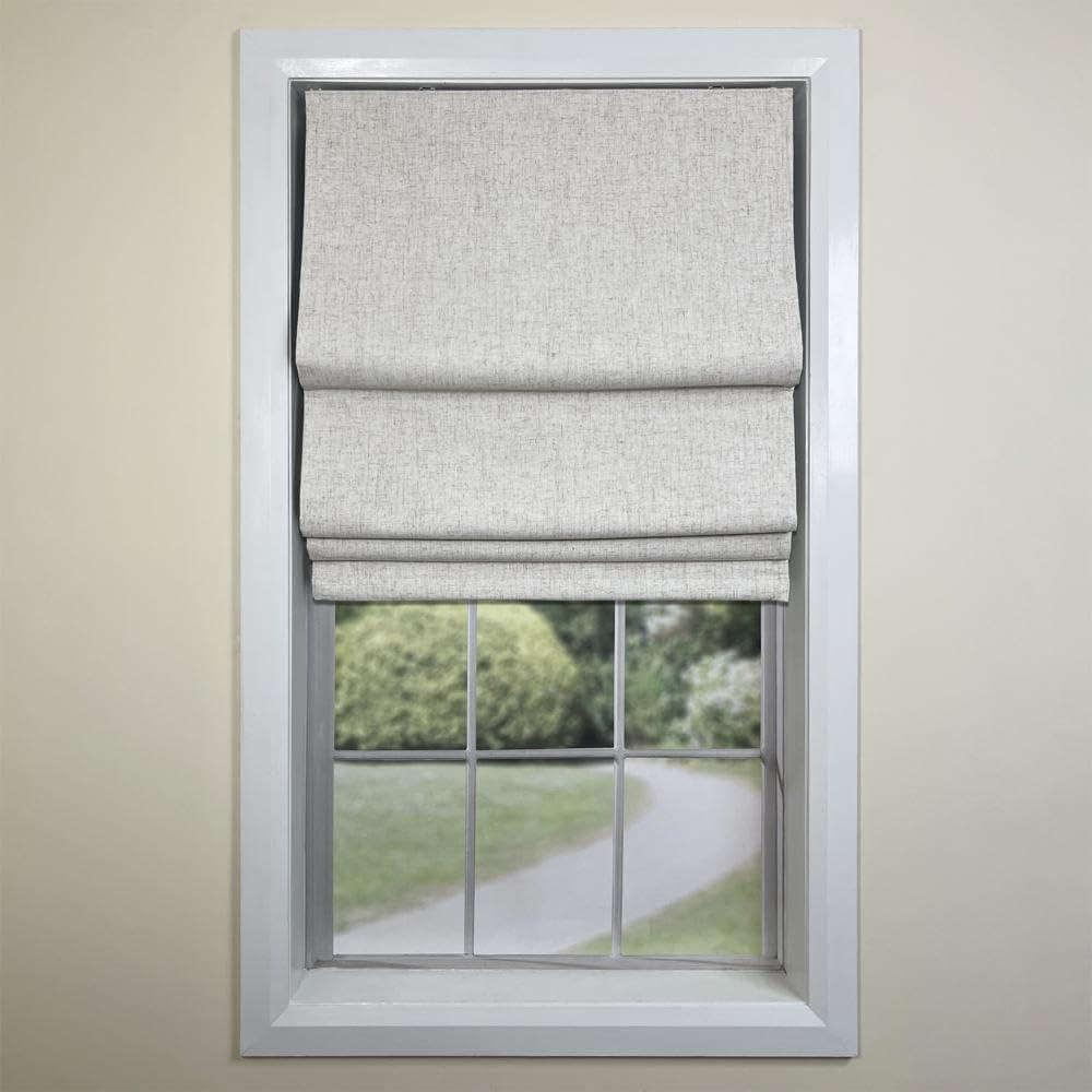 Versailles Augustus Cordless Roman Blackout Shades For Windows Insides/Outside Mount 40" x 63" Linen