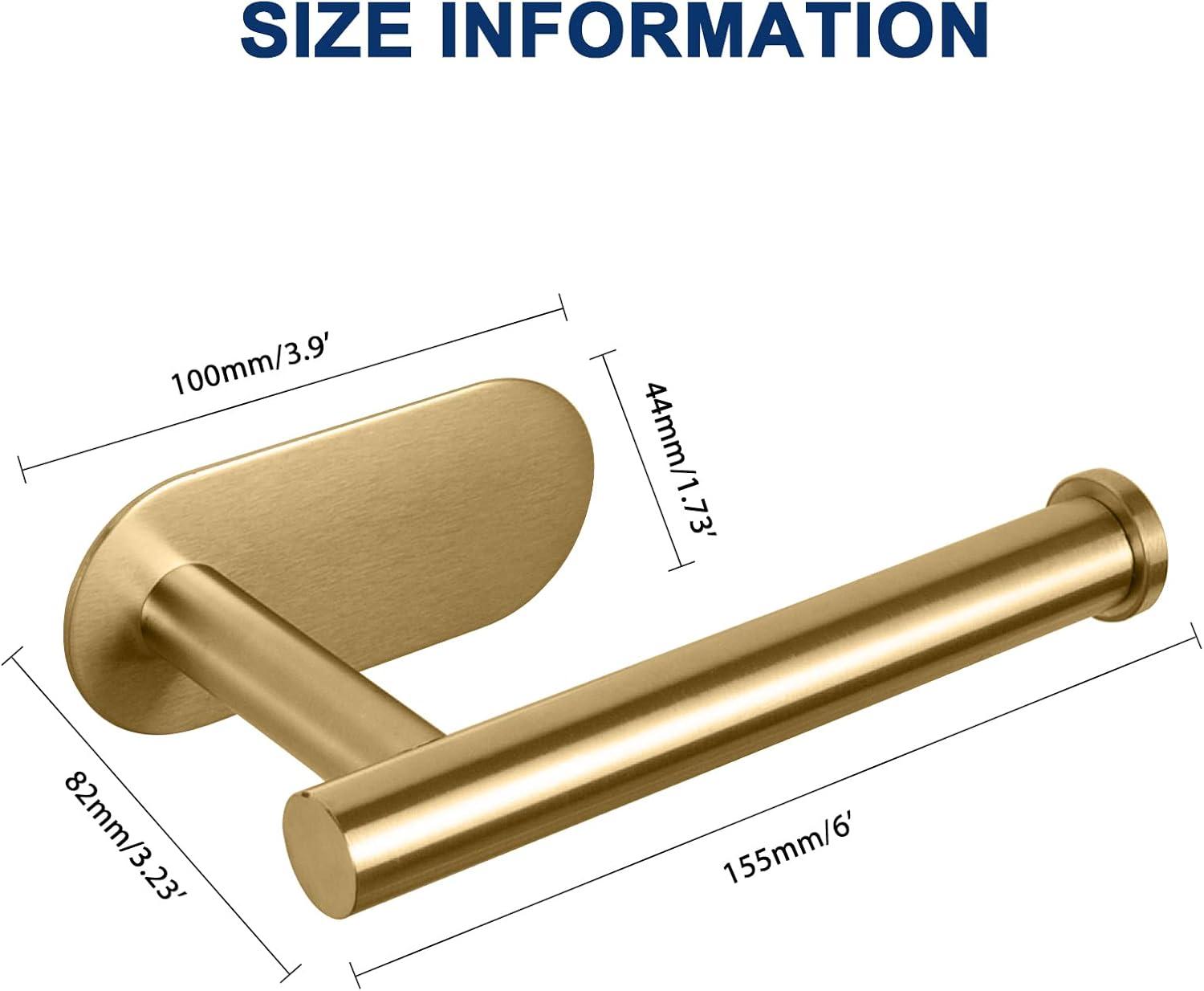 Brushed Gold Stainless Steel Adhesive Toilet Paper Holder