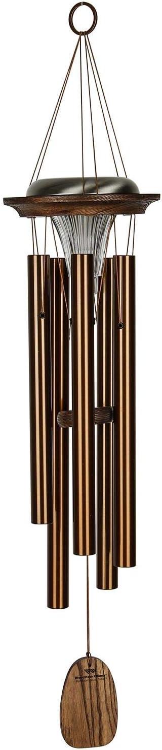 Woodstock Windchimes Moonlight Solar Chime Bronze, Wind Chimes For Outside, Wind Chimes For Garden, Patio, and Outdoor Decor, 29"L