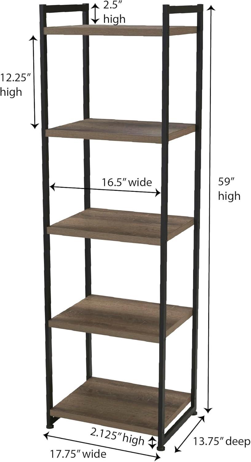 Household Essentials 59.1" Jamestown Narrow 5 Shelf Bookshelf