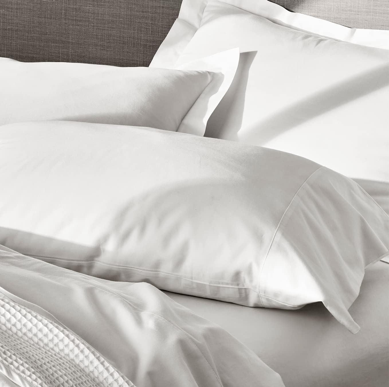 King White Organic Cotton Pillowcase Set with Hem