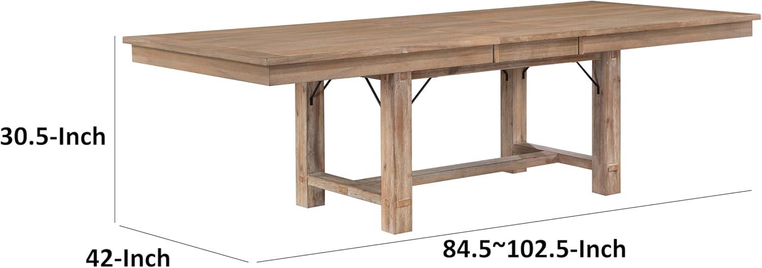 Benjara Deen 85-103 Inch Dining Table, 8 Seater, Self Storing Leaf, Brown Wood