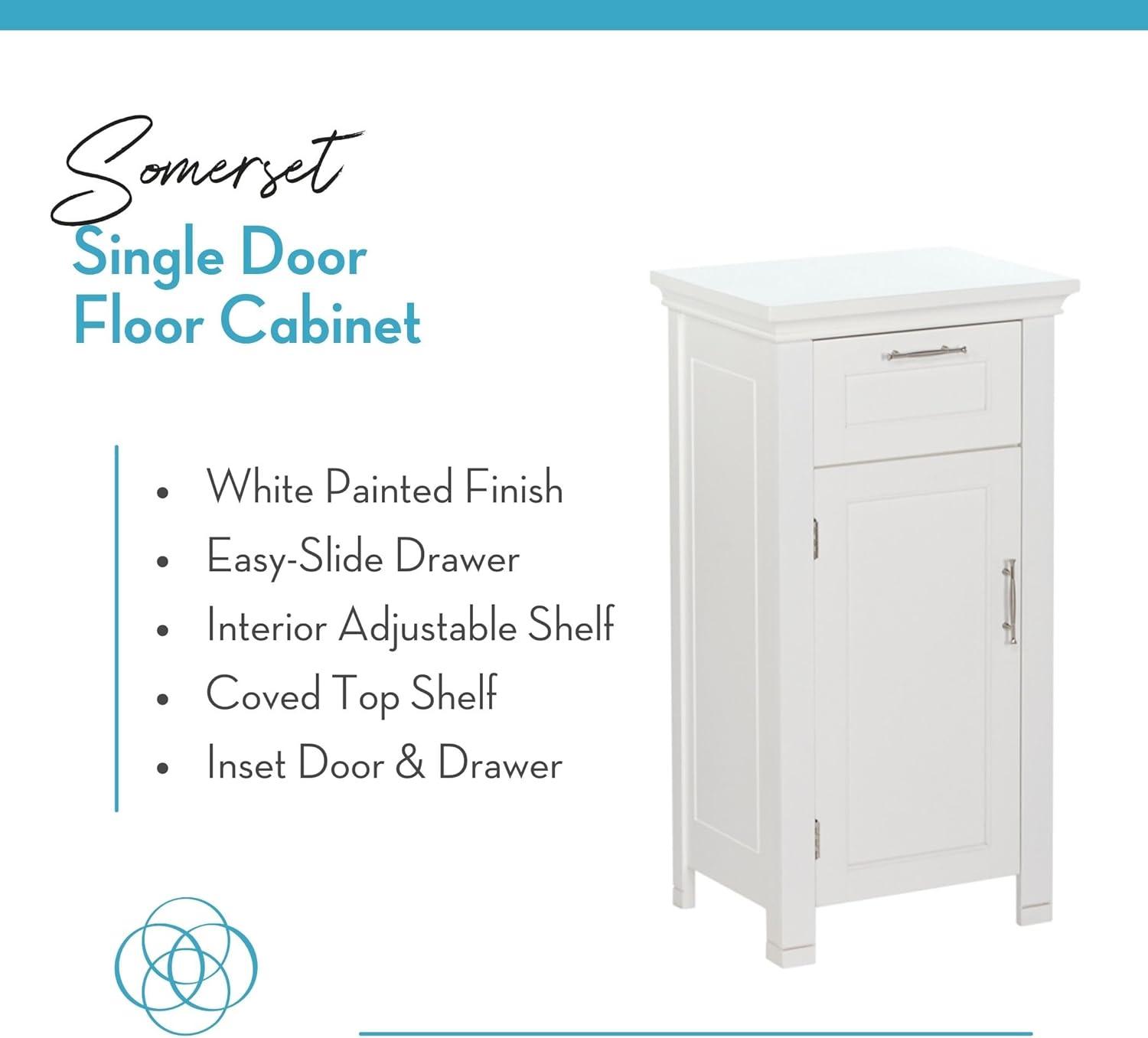 RiverRidge Somerset Single Door Bathroom and Laundry Storage Cabinet with Drawer and Adjustable Shelf