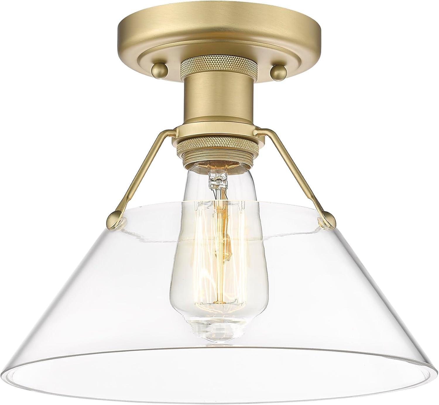 Golden Lighting Orwell 1-Light Flush Mount in Brushed Champagne Bronze with Clear Glass