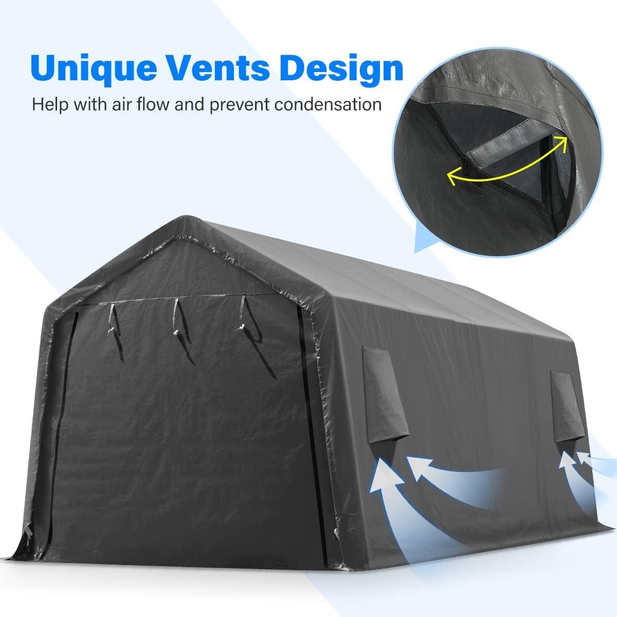 Advance Outdoor 10’ x 20’ x 87’ Gray Portable Storage Shelter