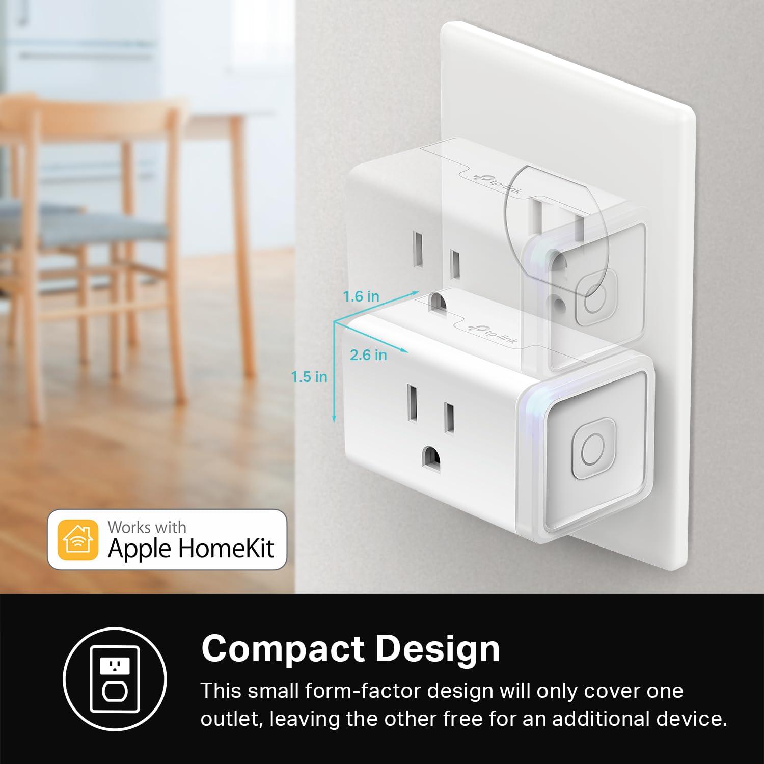 Kasa Smart Plug Mini 15A, Apple HomeKit Supported, Smart Outlet Works with Siri, Alexa & Google Home, UL Certified, App Control, Scheduling, Timer, 2.4G WiFi Only, 2 Count (Pack of 1) (EP25P2), White