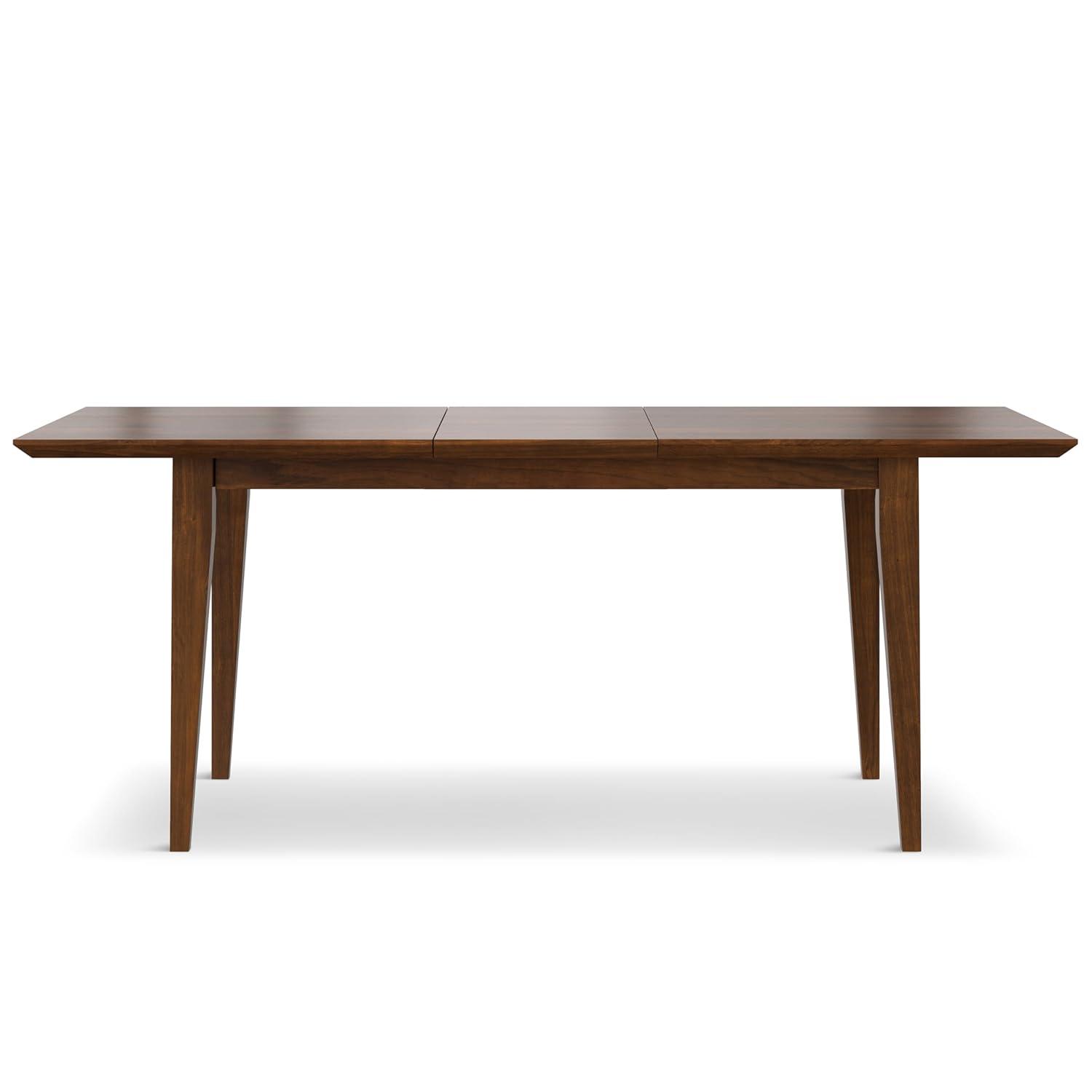 Draper 66-84"W Walnut Extendable Dining Table, Mid-Century Modern Style