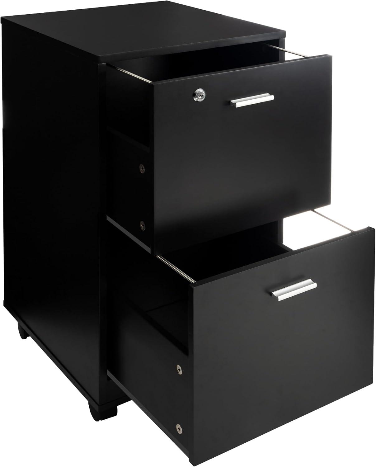 Lavish Home 2-Drawer File Cabinet with Lock and Rolling Wheels