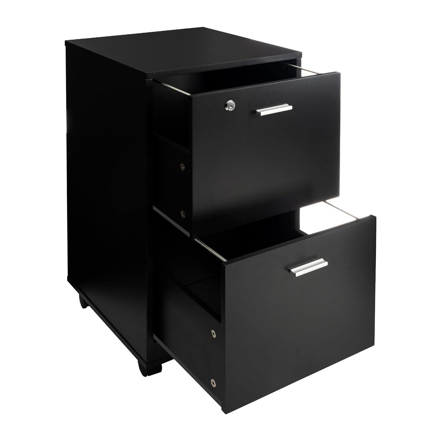 Lavish Home 2-Drawer File Cabinet with Lock and Rolling Wheels (Black)
