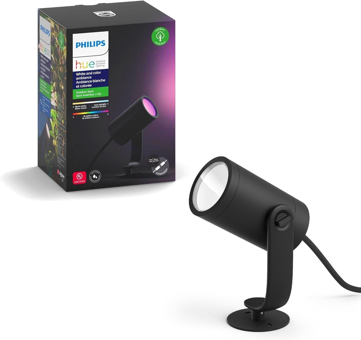 Philips Hue Black Matte Chrome Outdoor LED Smart Spot Light