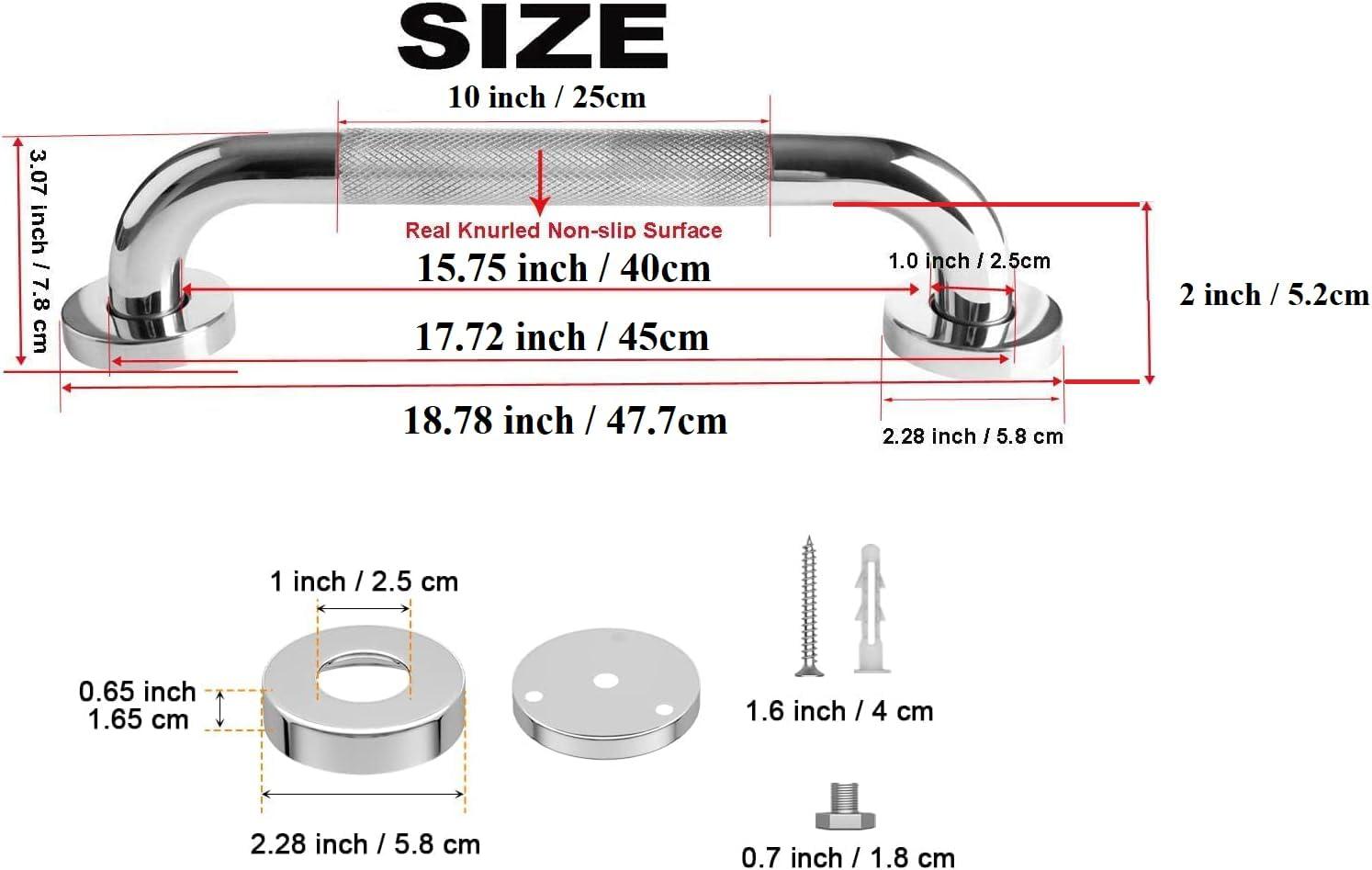 HealthLine Grab Bar for Bathroom Safety Bars Showers and Walls, Bathtub Safety Rail Shower Grab Bars Chrome Bath Handle for Elderly, Seniors, Disabled, ADA, Knurled Chrome (18 inch)