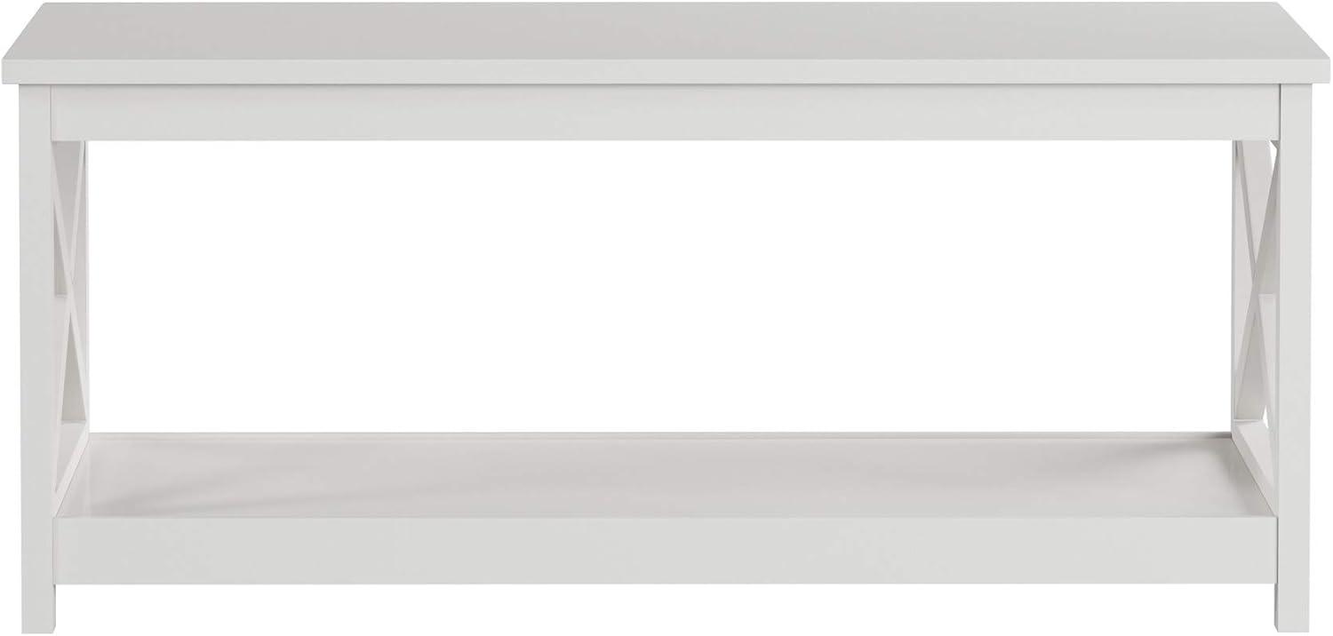 White MDF Rectangular 2-Tier Coffee Table with X-Leg Design