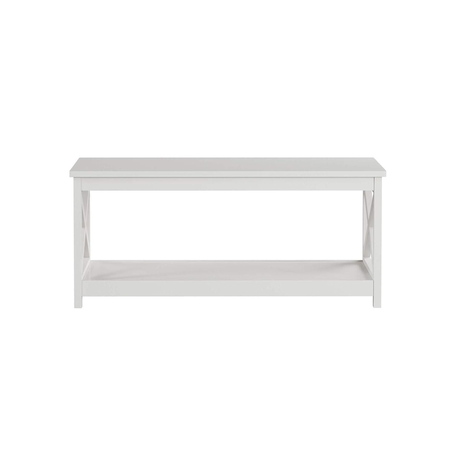 White MDF Rectangular 2-Tier Coffee Table with X-Leg Design