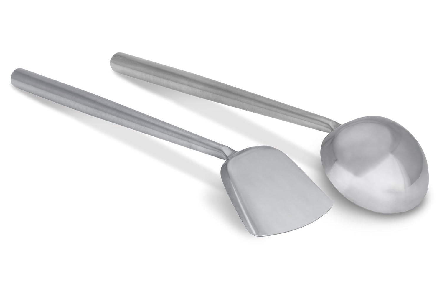 Craft Wok s/s Ladle and Spatula (Turner) Stainless Set with Stainless Handles for Asian Chinese Woks Traditional / 732W326
