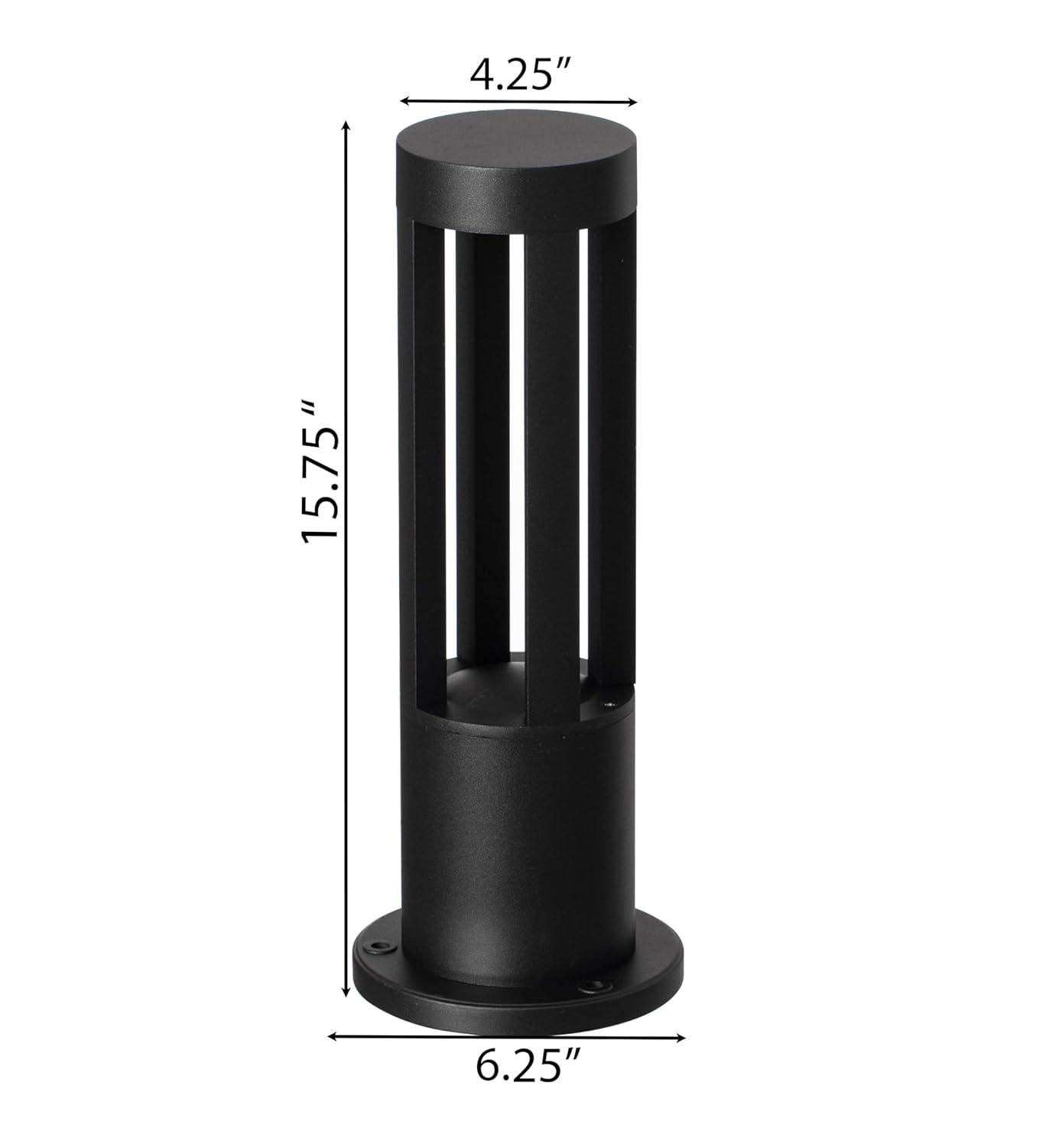 Gardenised Gardenised 15.75-inch Round Led Bollard Path Lights – Durable Decorative Aluminum Wired Landscape Lighting For Walkways, Gardens, Pools, Porches, Driveways, And Surrounding Areas, Black