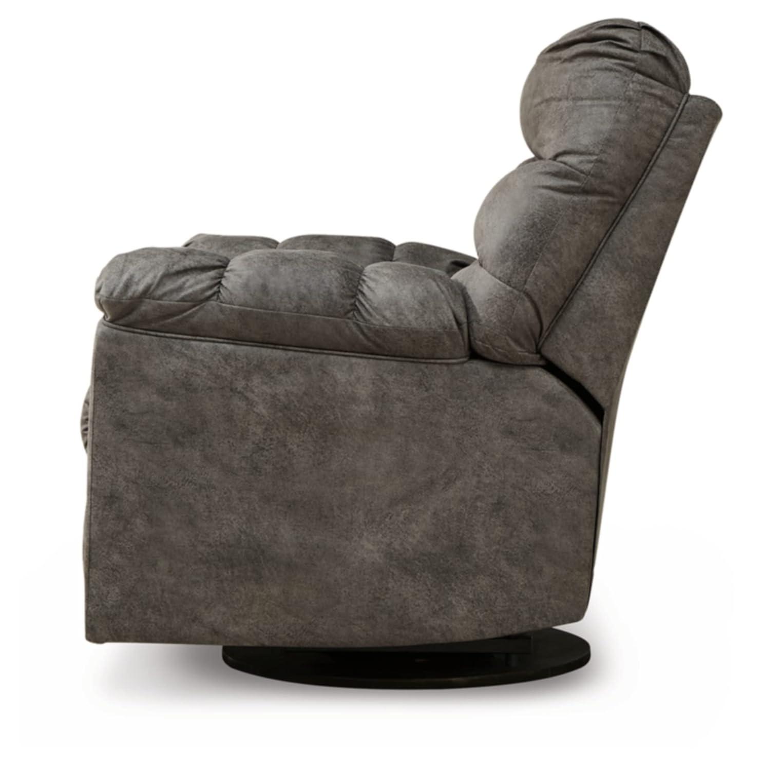38" Wide Faux Leather Power Swivel Standard Recliner