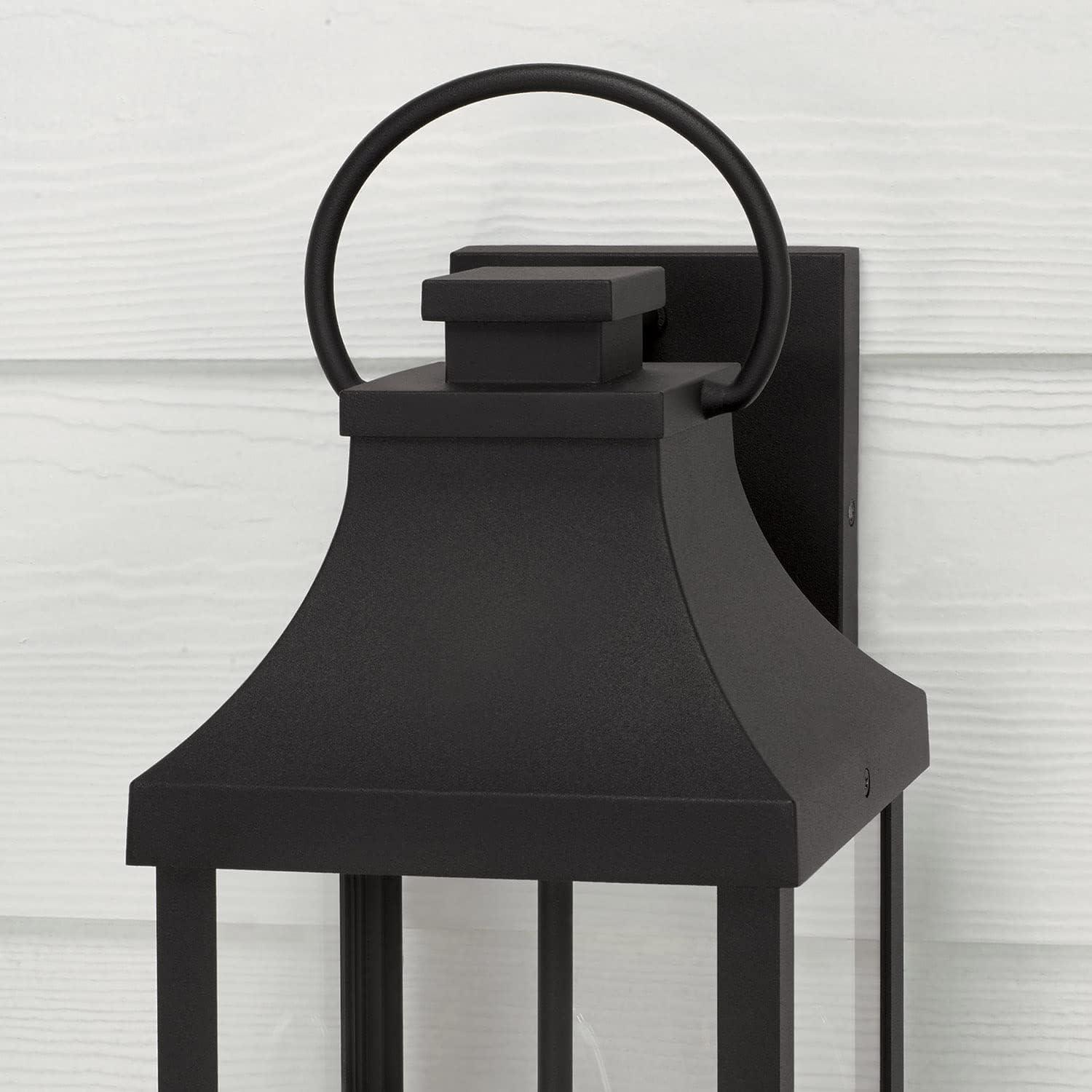 Bradford Transitional 2-Light Outdoor Wall Lantern in Black with Clear Glass