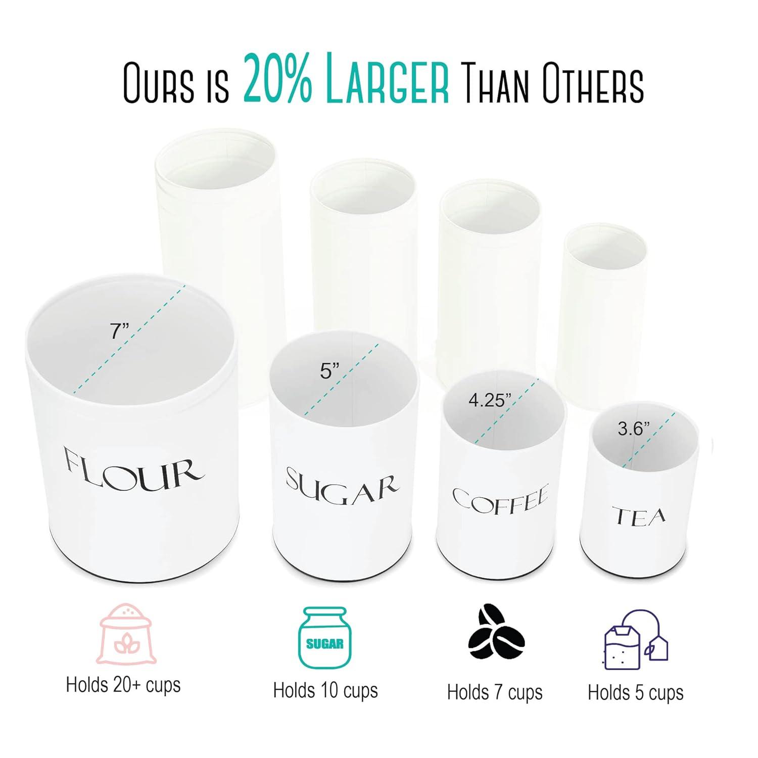 Outshine Co Outshine Farmhouse Nesting Kitchen Canister Set Perfect for Flour Coffee Tea Sugar (Set of 4)