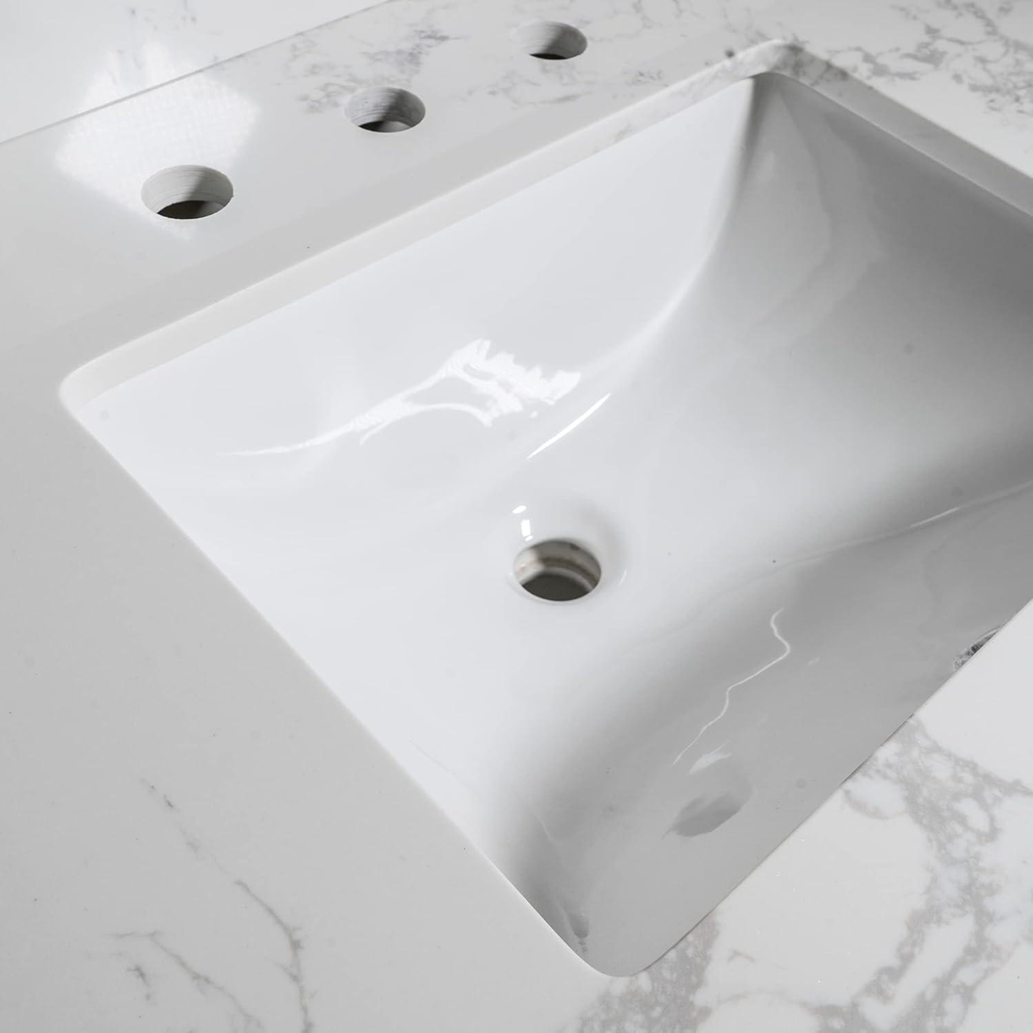 43-Inch White Engineered Marble Vanity Top with Ceramic Sink