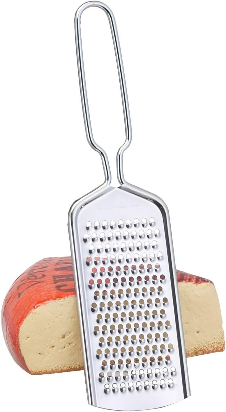 HIC 8.5" Stainless Steel Handy Grater Zester - Grates Hard & Soft Cheeses, Ginger, Chocolate, Citrus