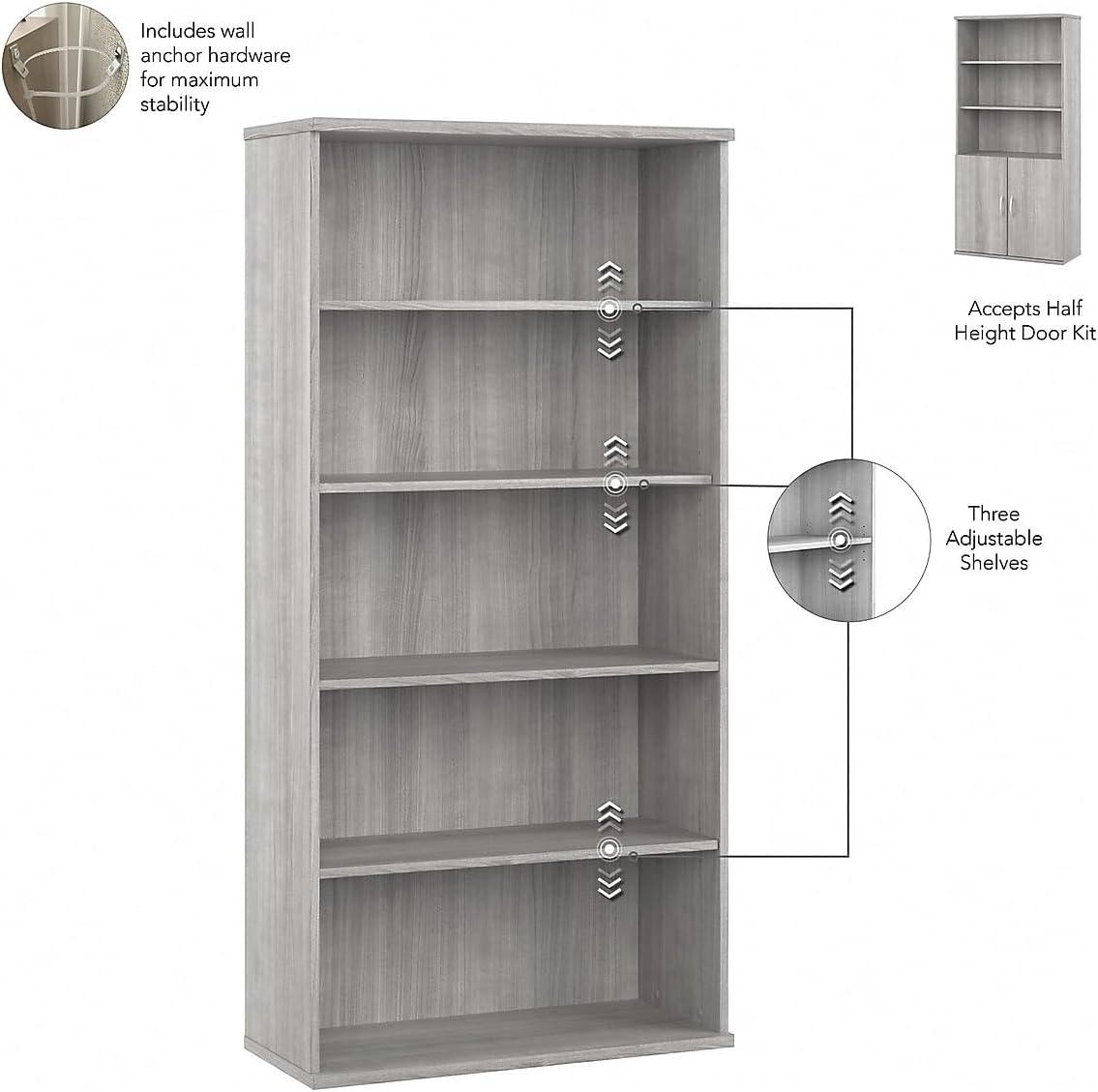 Bush Business Furniture Hybrid Tall 5 Shelf Bookcase