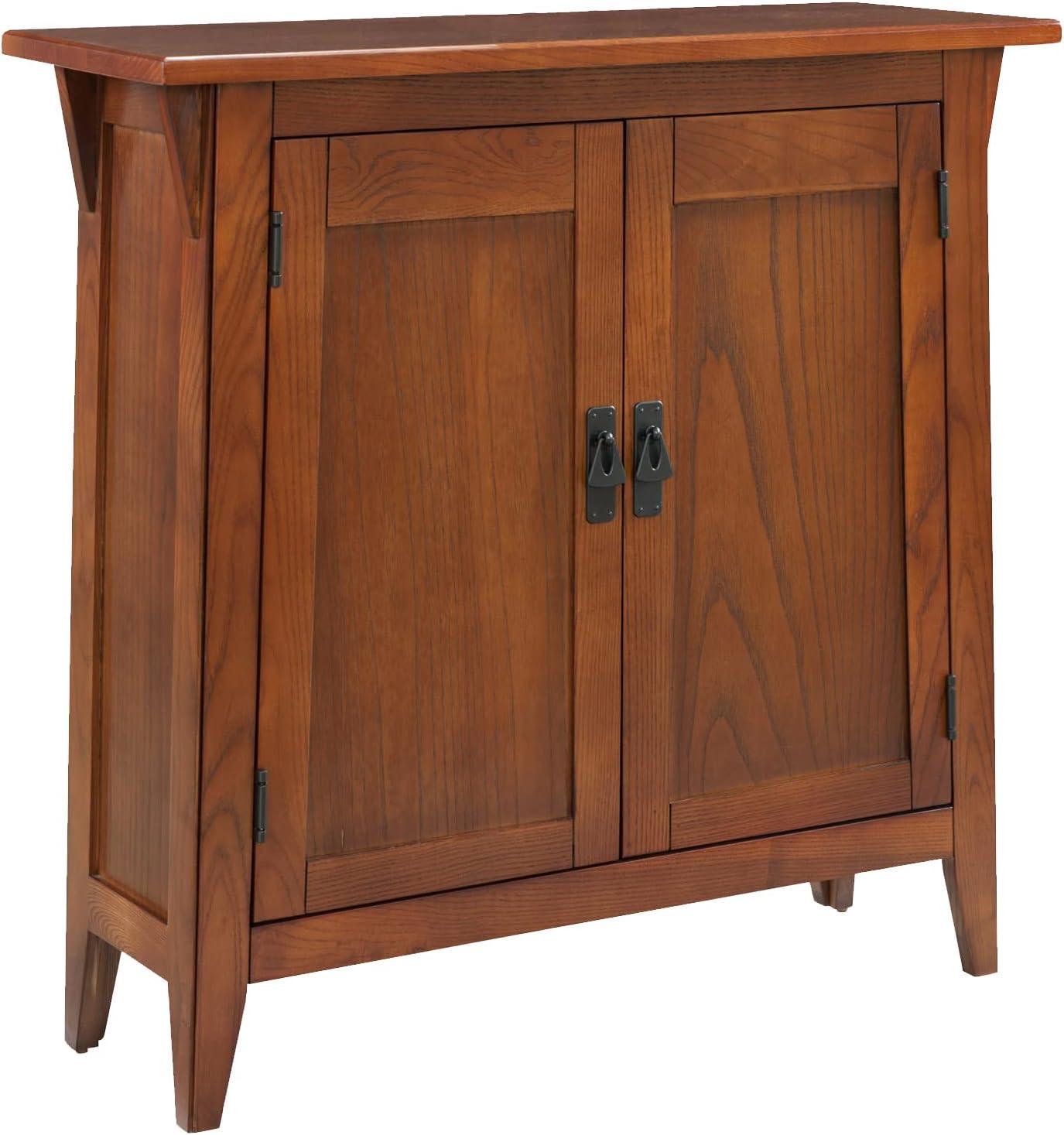 Leick Home 10032-RS Mission Round End Table with Drawer, Made with Solid Wood, Side Table for Living Room, Bedroom, and Office, Slate Black Finish