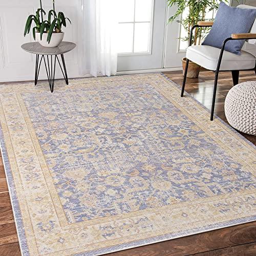 Loomed Vintage Light Blue Polyester 2'x3' Accent Rug