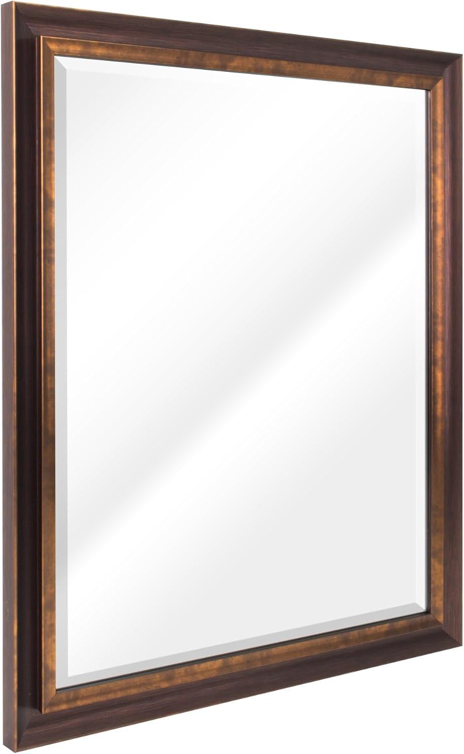 Head West Oil-Rubbed Rectangle Vanity Mirror Polystyrene Frame and 4 D-Ring Hangers - 26" x 32"