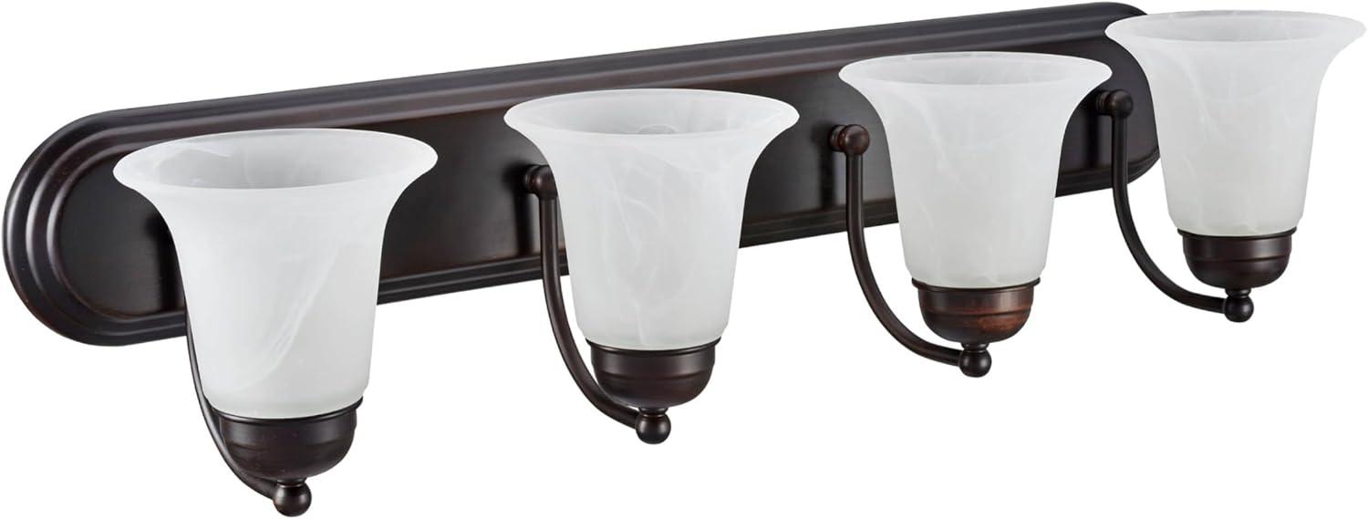 Oil Rubbed Bronze 4-Light Vanity Fixture with Alabaster Glass Shades