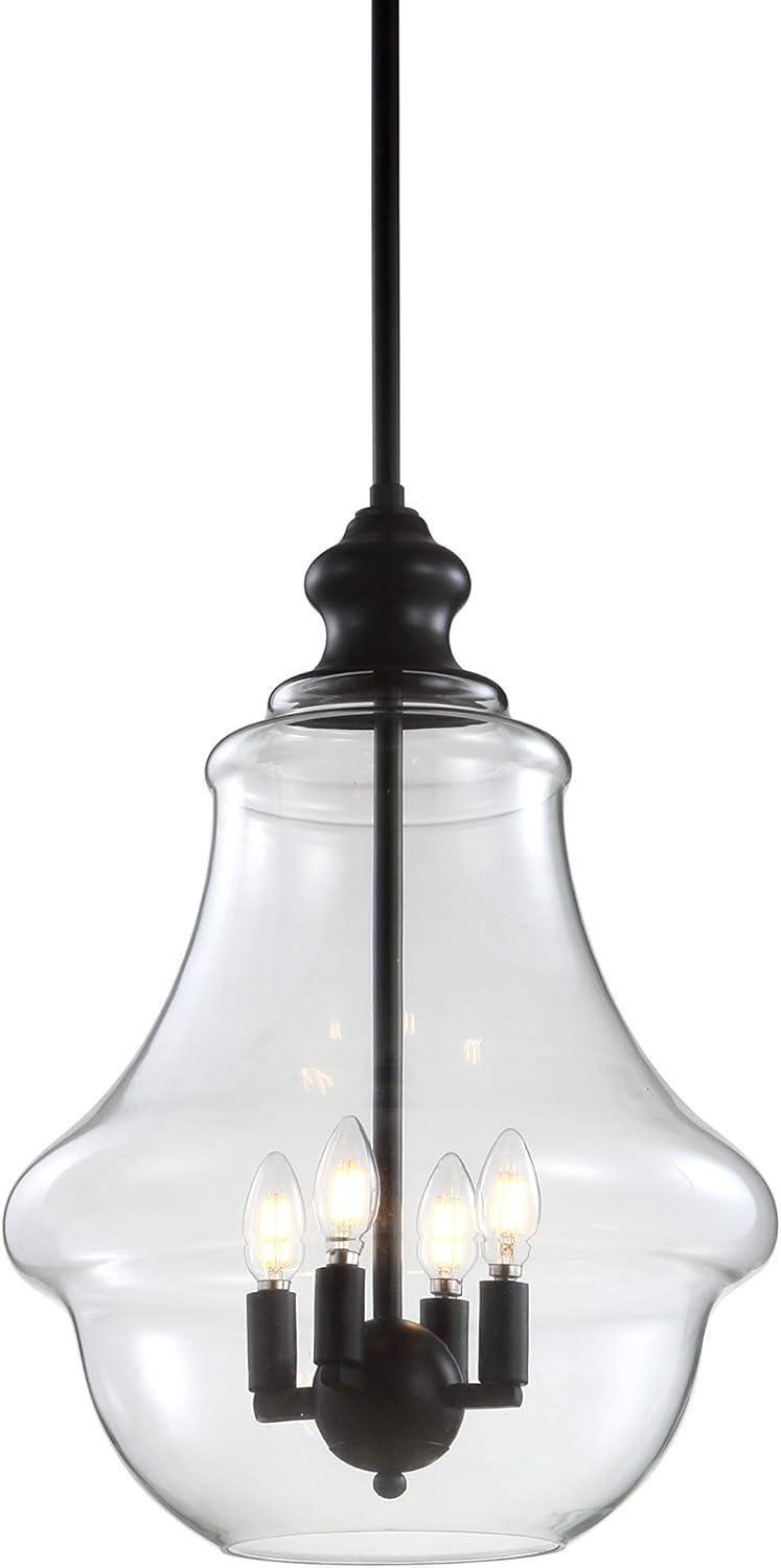 Adam 16" Adjustable Metal/Glass LED Pendant, Oil Rubbed Bronze