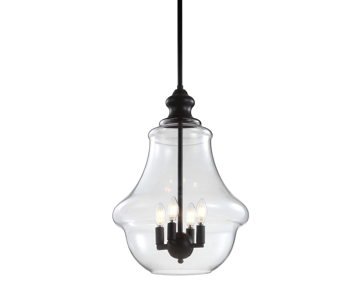 Adam 16" Adjustable Metal/Glass LED Pendant, Oil Rubbed Bronze