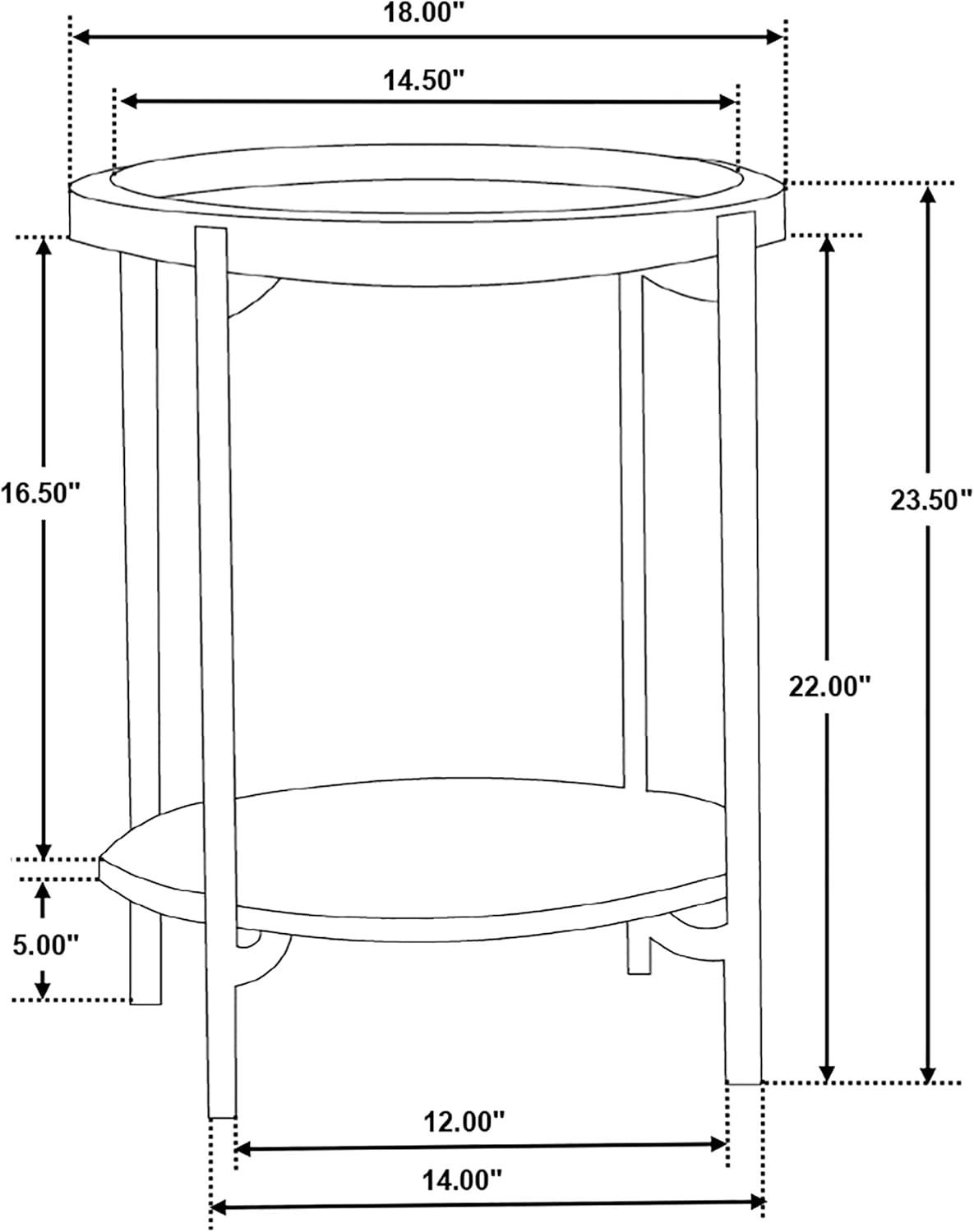 Round Accent Table with Marble Shelf Natural and Black