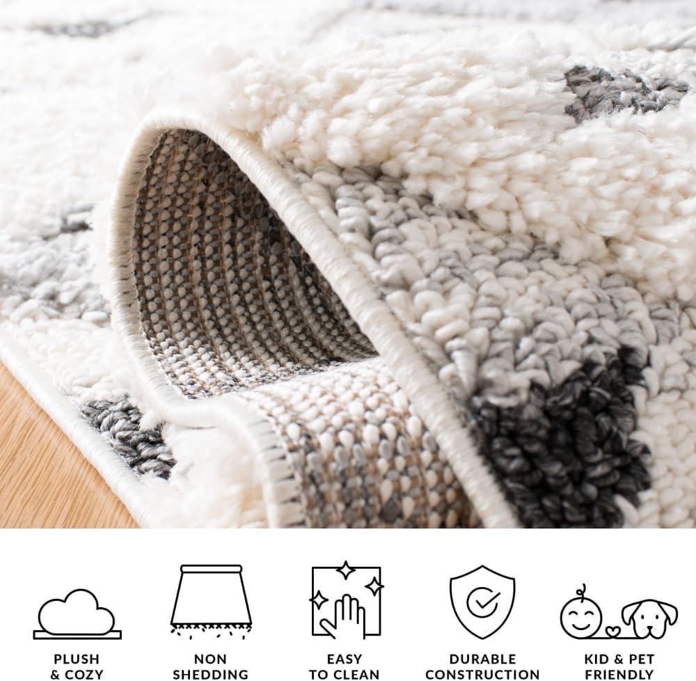 Moroccan Tassel Shag MTS688 Power Loomed Indoor Area Rug - Ivory/Grey - 5'3"x7'6" - Safavieh