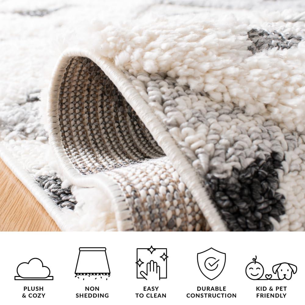 Moroccan Tassel Shag MTS688 Power Loomed Indoor Area Rug - Ivory/Grey - 5'3"x7'6" - Safavieh