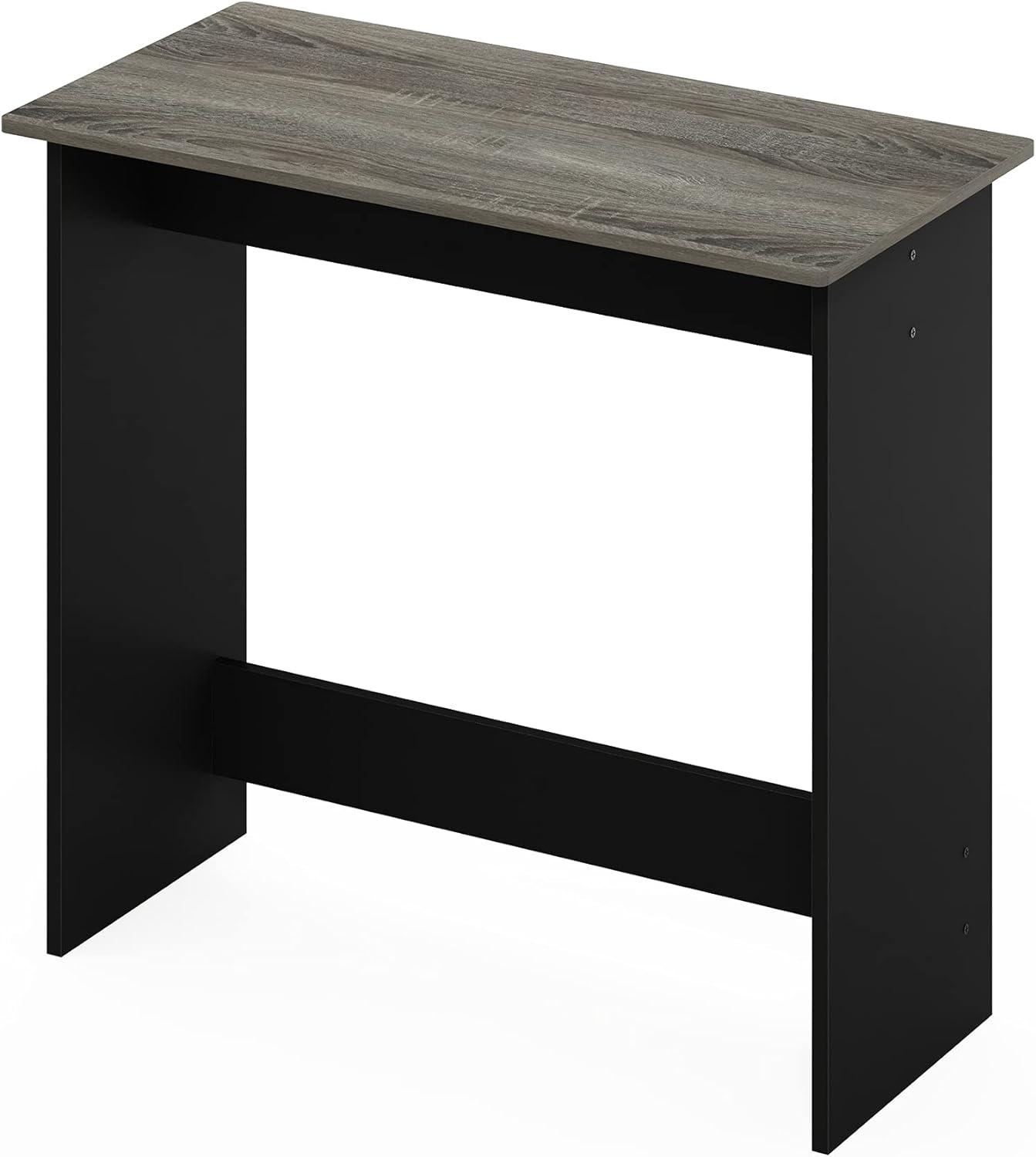 Simplistic French Oak Grey Study Desk with Black Accents