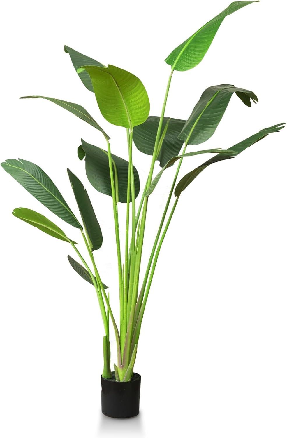 Bagari One 5 Foot Artificial Silk Bird of Paradise Palm Tree Potted Plant