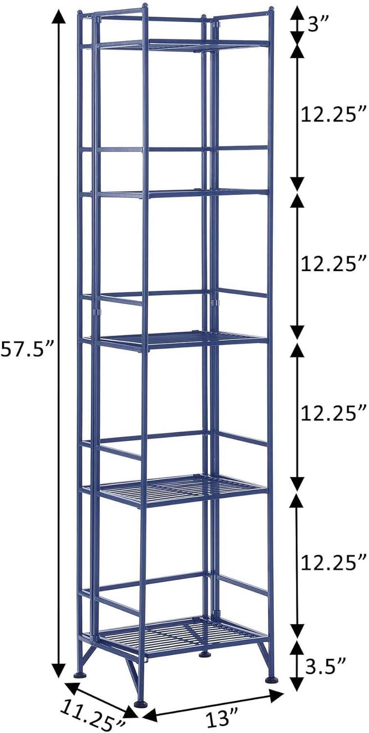 Convenience Concepts Xtra Storage 5 Tier Folding Metal Shelf, Cobalt Blue