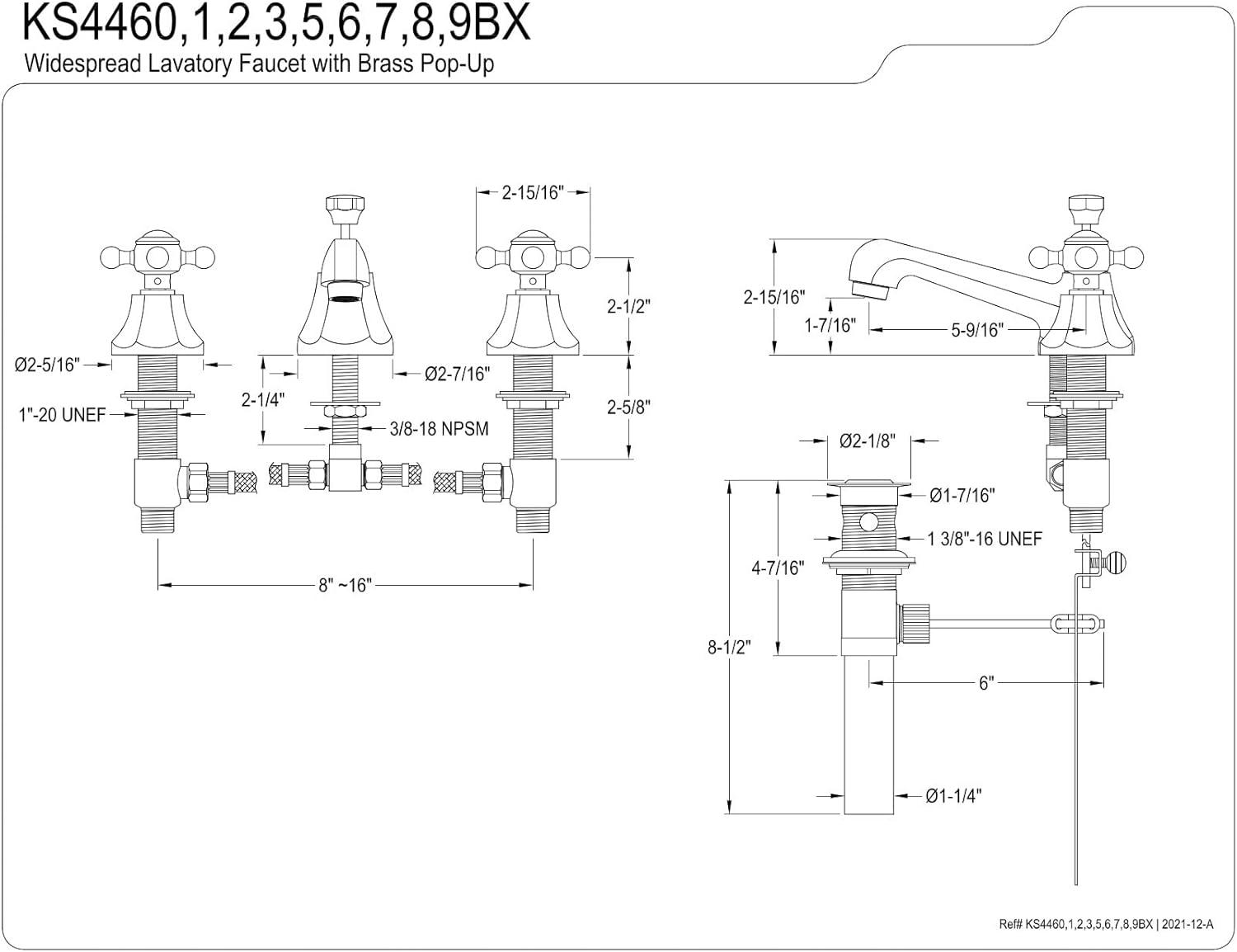 Metropolitan Widespread Bathroom Faucet with Drain Assembly