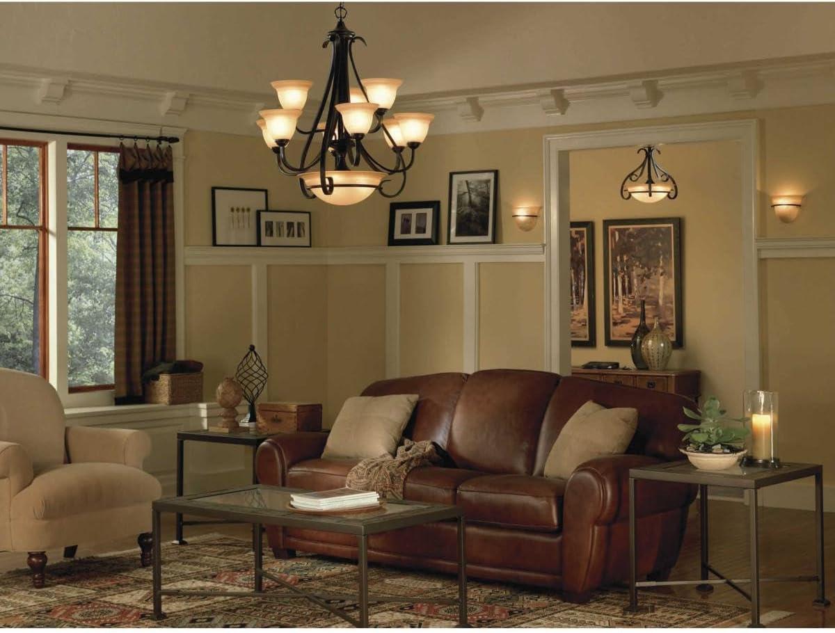 Progress Lighting Torino 3-Light Semi-Flush in Forged Bronze with Etched White Glass Bowl