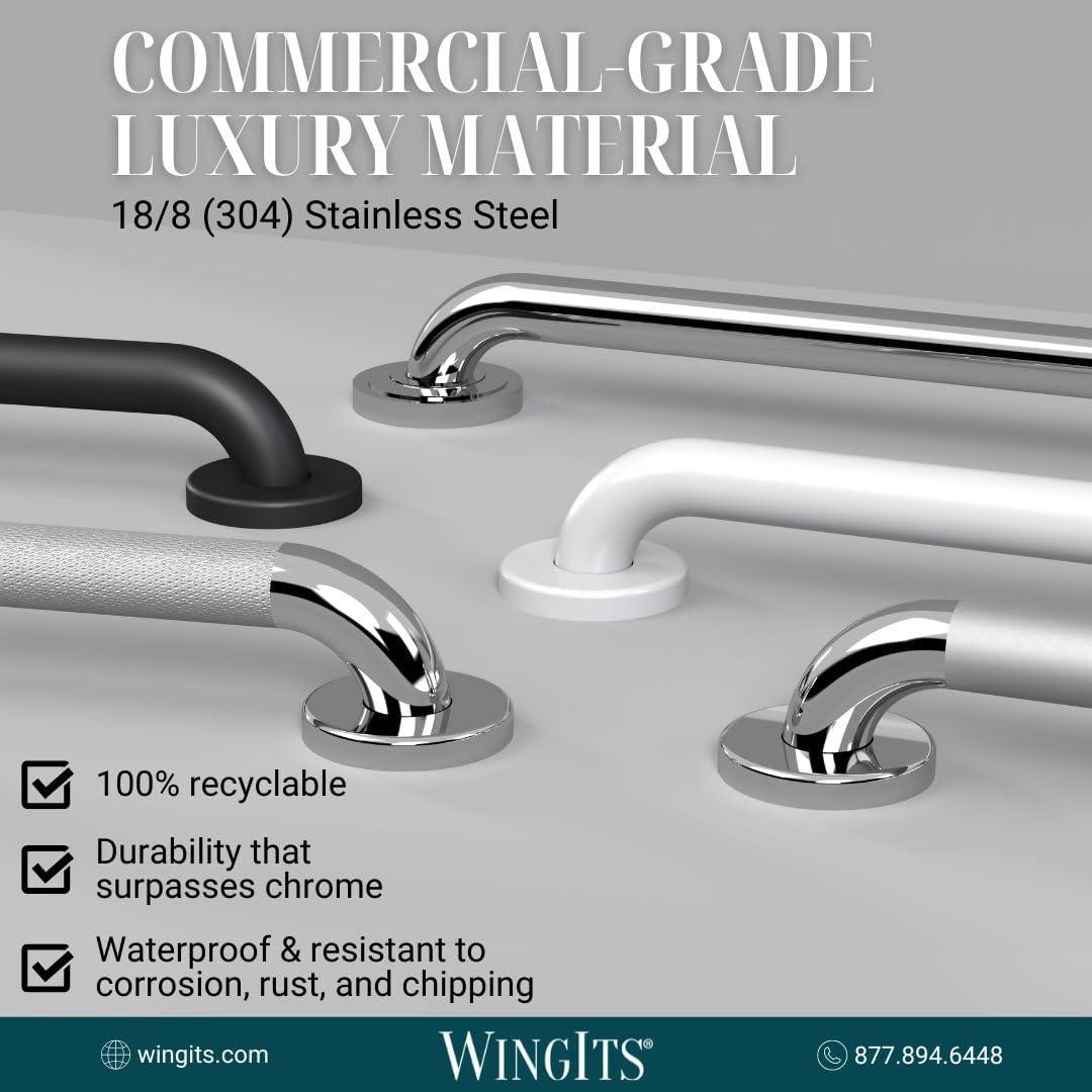 WINGITS GRAB BAR SATIN STAINLESS STEEL 12" L X 1-1/4"