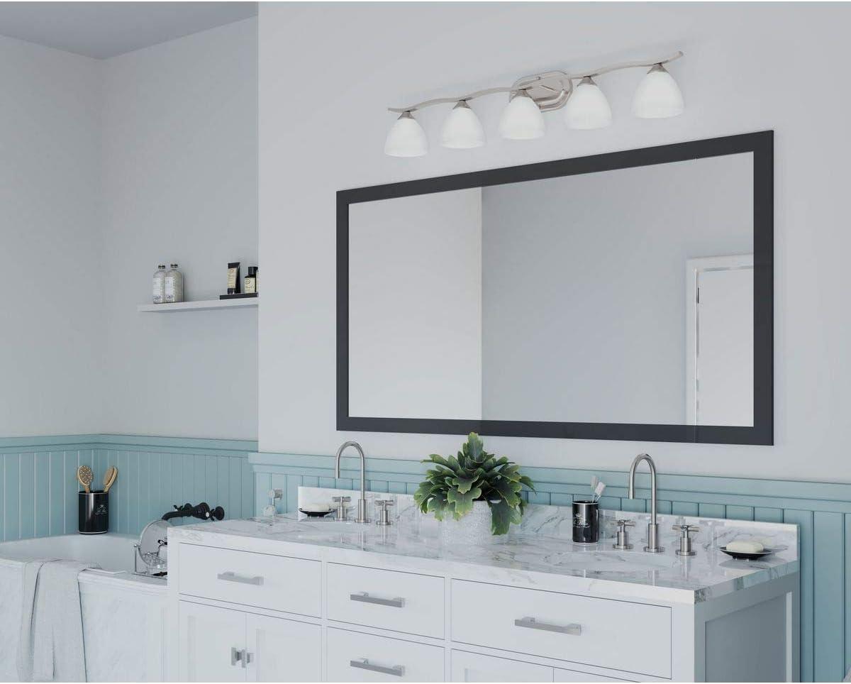 Progress Lighting Laird 5-Light Bath Vanity, Brushed Nickel, Glass Shade
