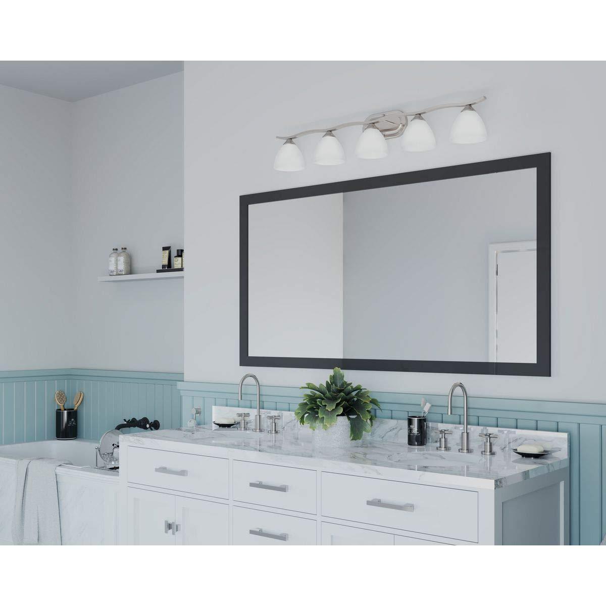 Progress Lighting Laird 5-Light Bath Vanity, Brushed Nickel, Glass Shade
