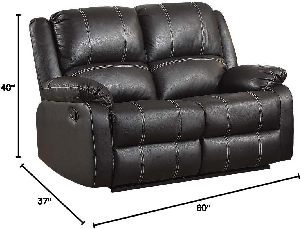 Acme Zuriel Faux Leather Motion Reclining Loveseat in Black