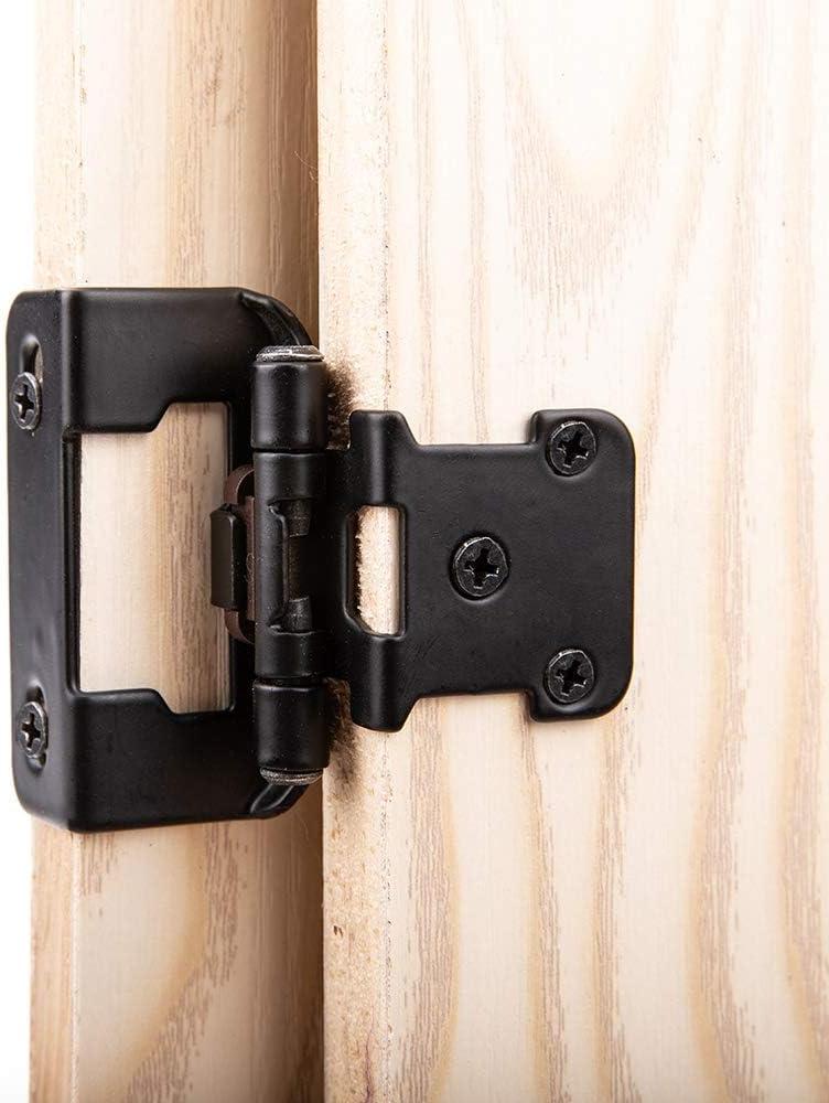 50 Pack 25 Pairs Semi-Overlay 1/2 inch Self-Closing Face Frame Cabinet Hinges Matte Black Half Wrap-Around Kitchen Cabinet Door Hinges Face Mount Cabinet Hardware Matte Black Matte Black